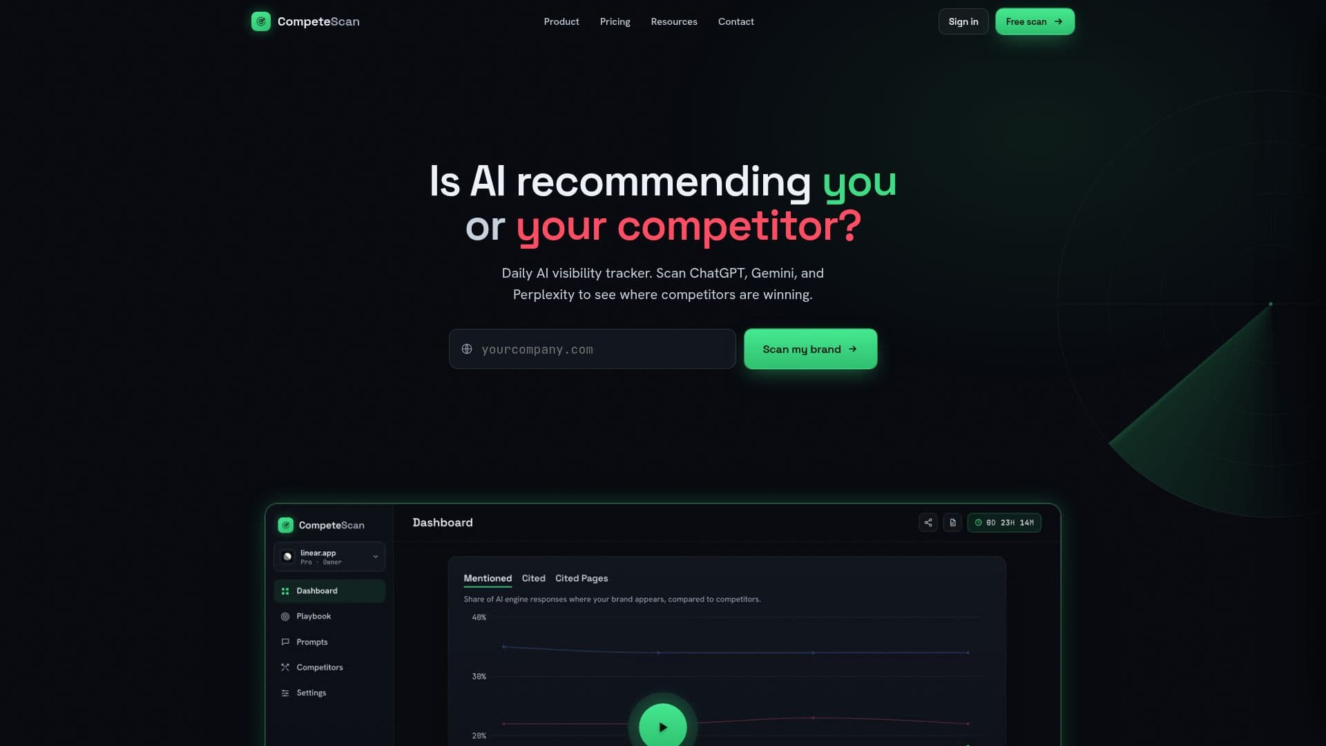 CompeteScan — متعقب رؤية الذكاء الاصطناعي screenshot