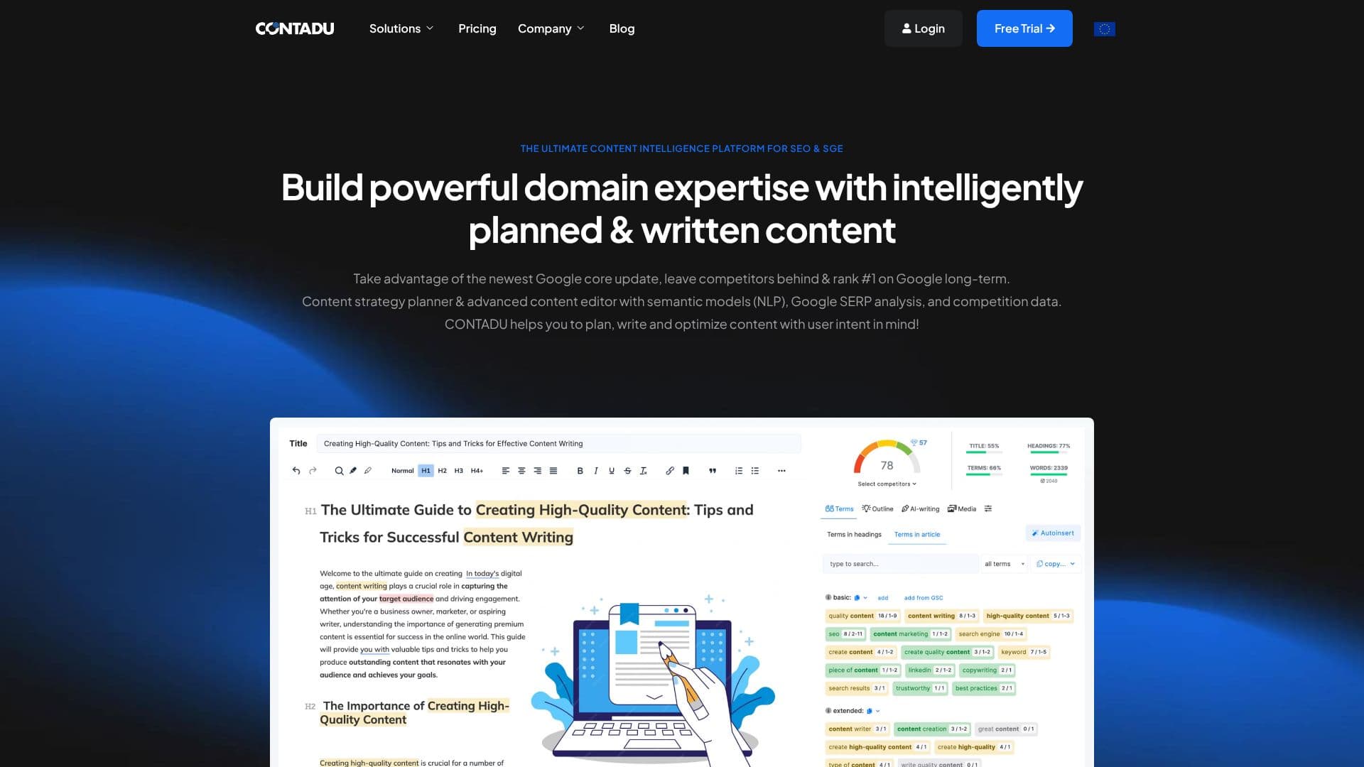 Contadu Content Strategy screenshot