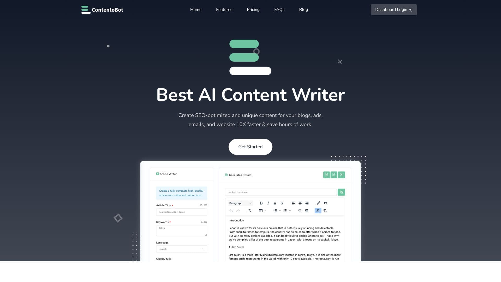 لقطة شاشة لـ ContentoBot.com