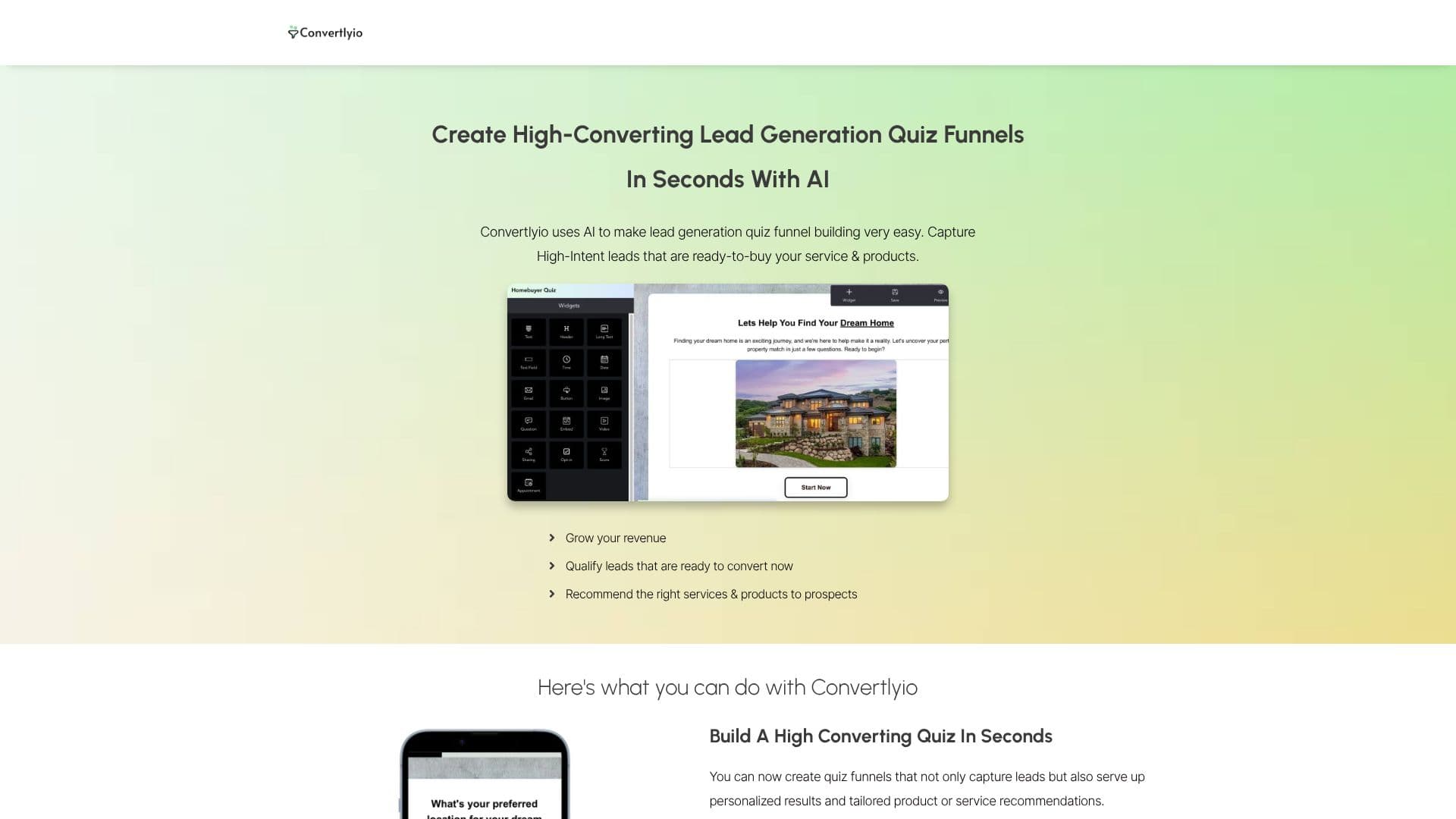 Screenshot von Convertlyio Quiz Funnel Builder