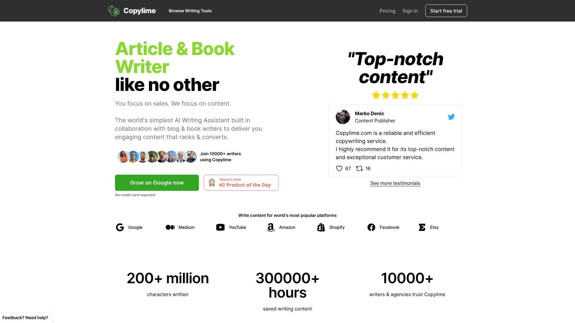 Copylime Smart AI Writer screenshot