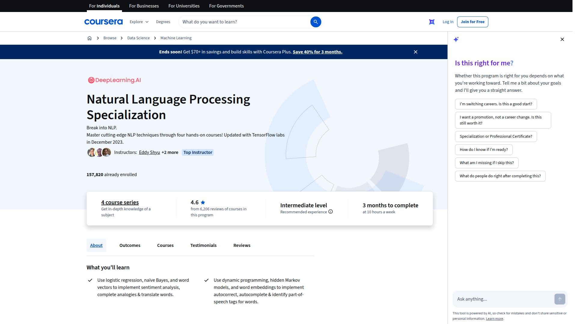 Natural Language Processing Specialization screenshot