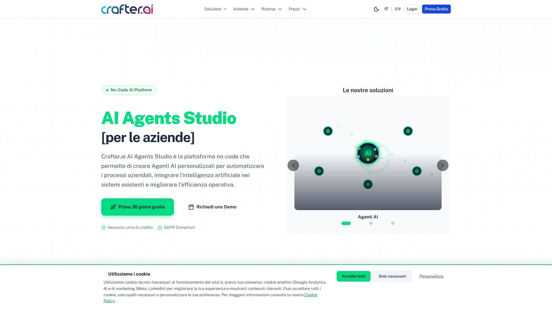 Screenshot von Crafter.ai | AI Agents Studio