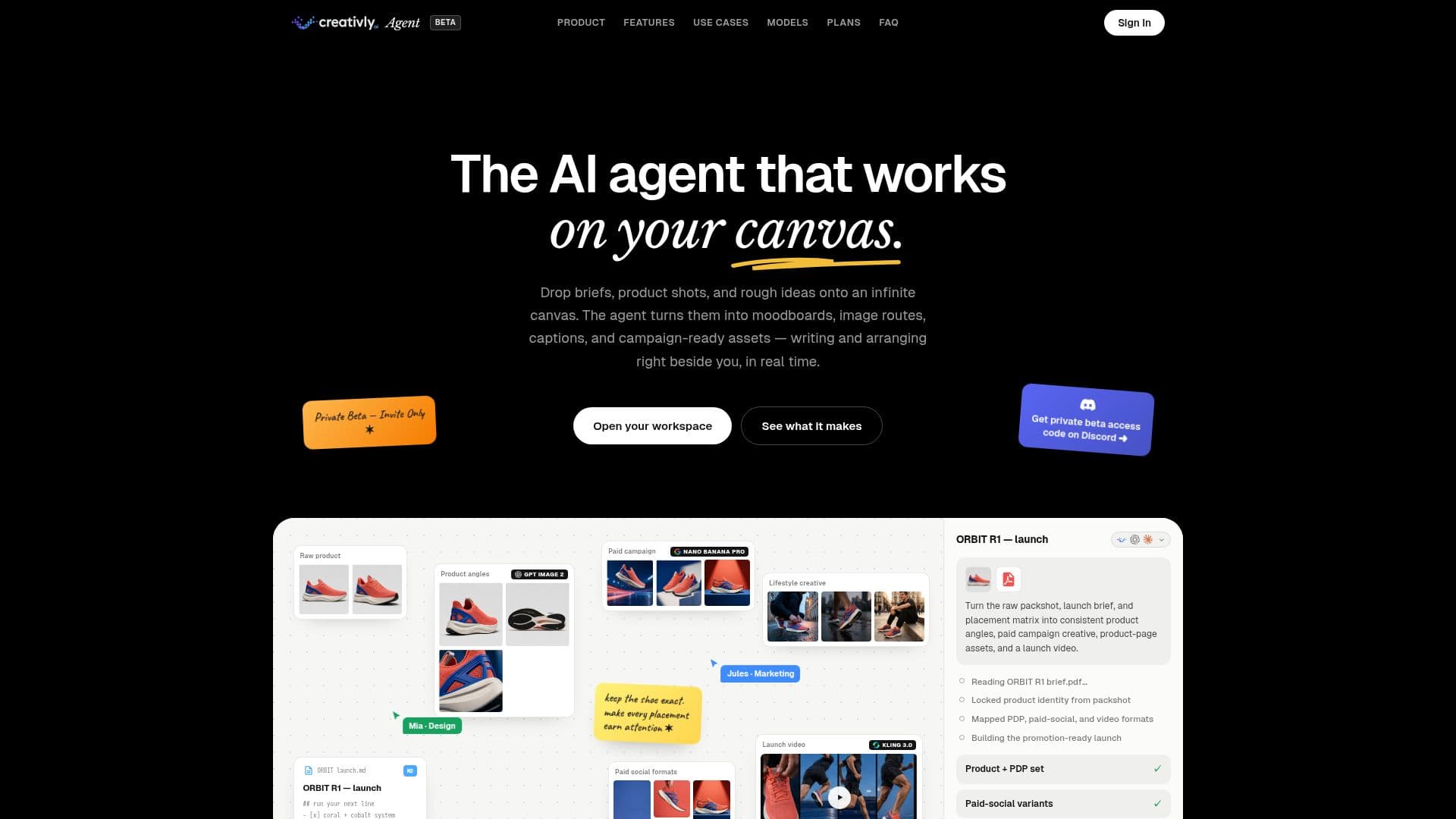 Creativly Agent — Creative AI Workspace screenshot