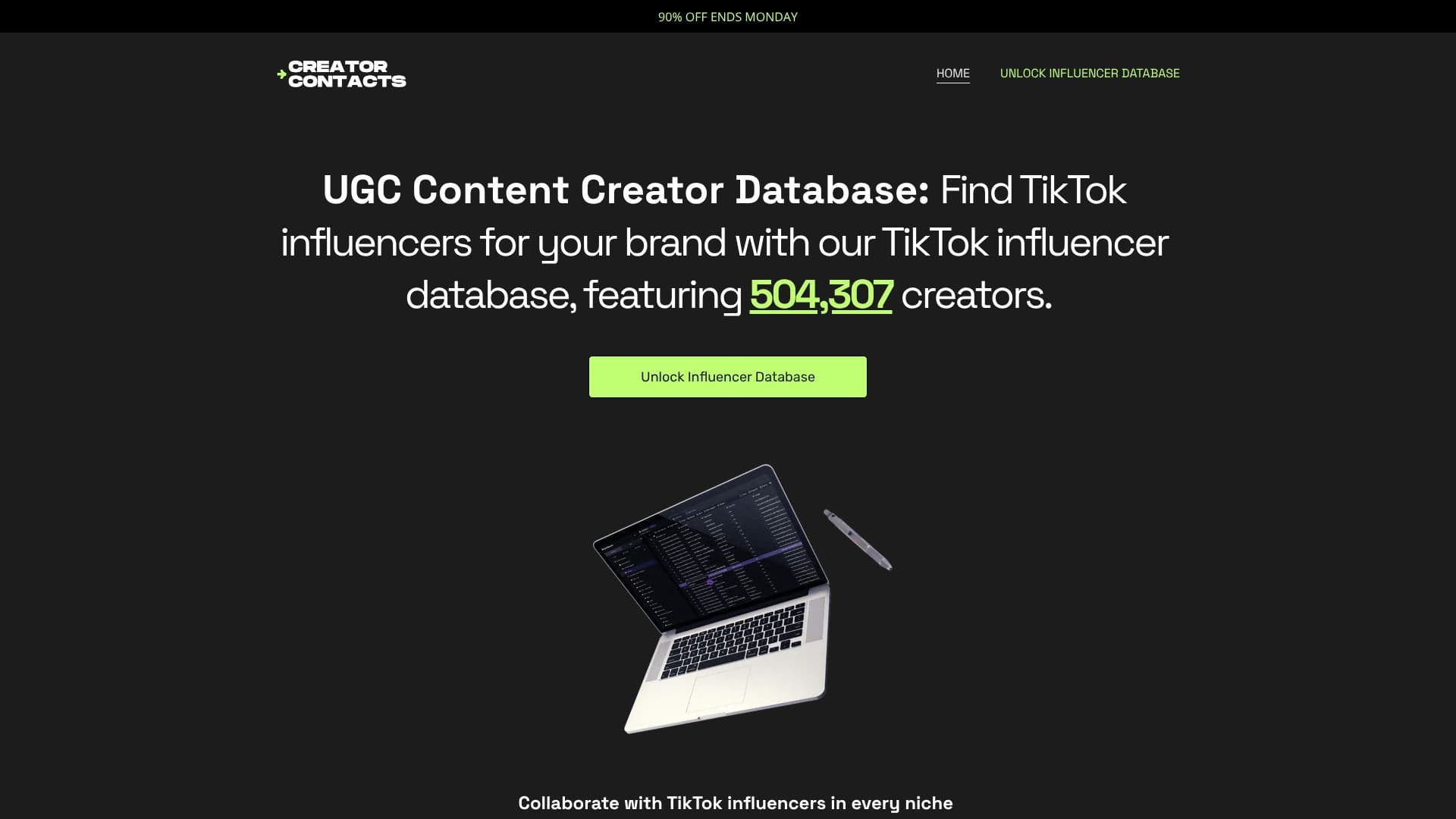 Creator Contacts TikTok Influencer Database screenshot