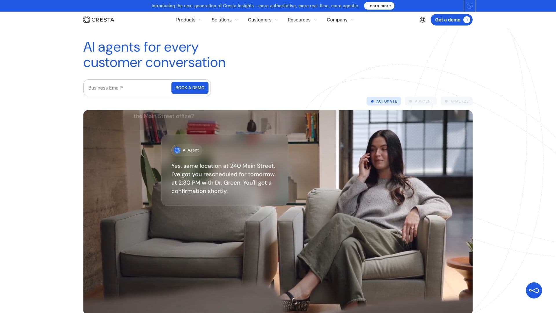 لقطة شاشة لـ عملاء Cresta AI