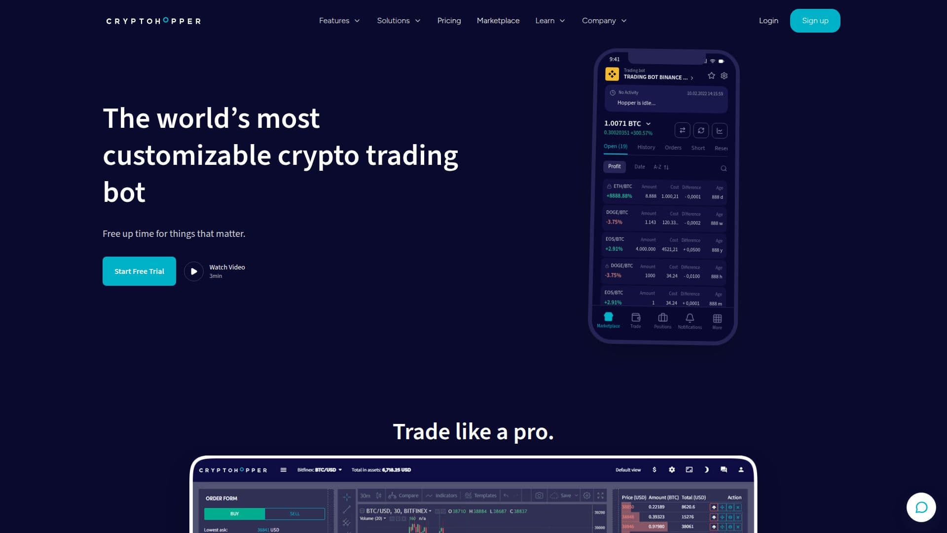 Tangkapan layar Cryptohopper