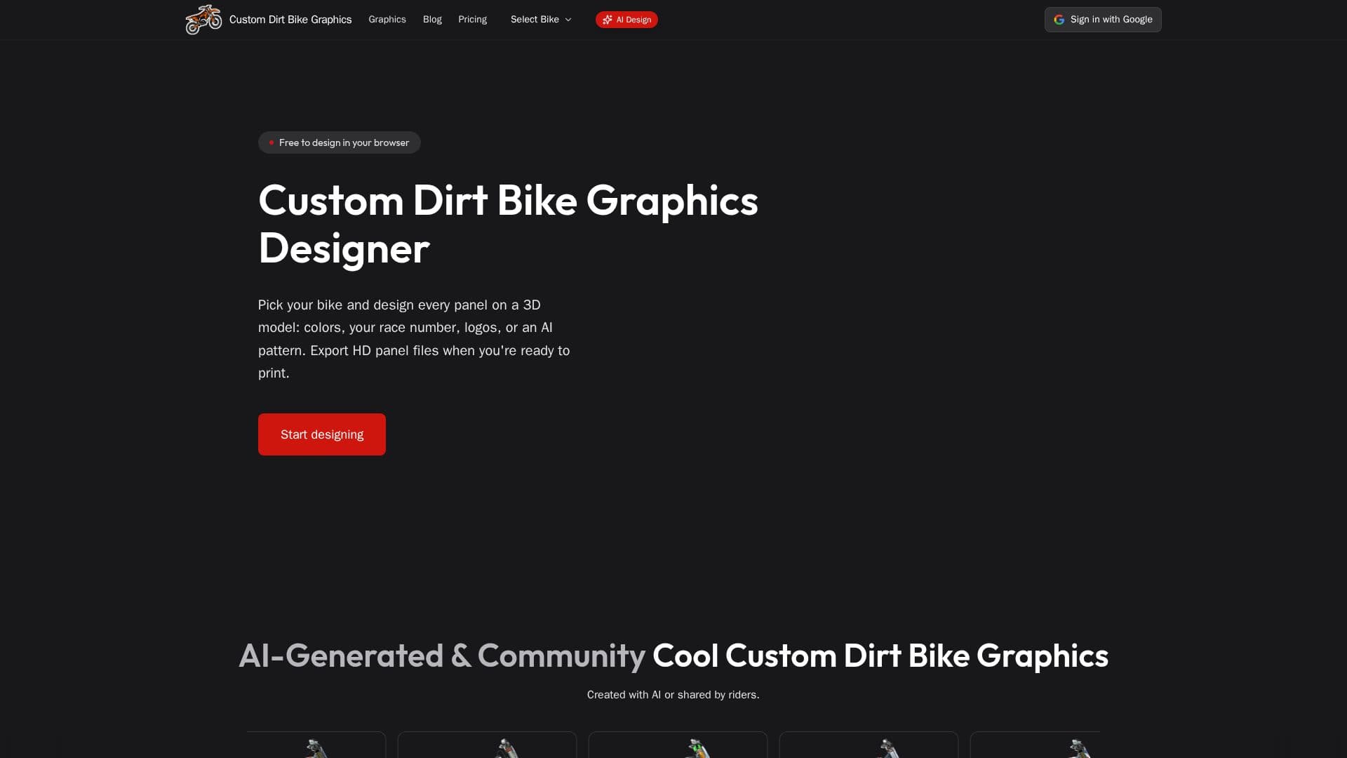 Custom Dirt Bike Graphics Designer screenshot