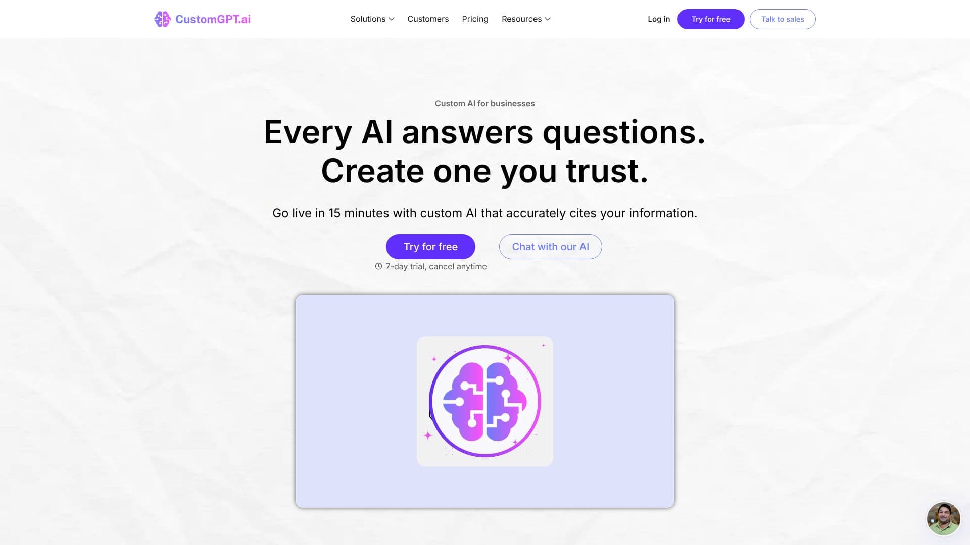 Tangkapan layar CustomGPT.ai