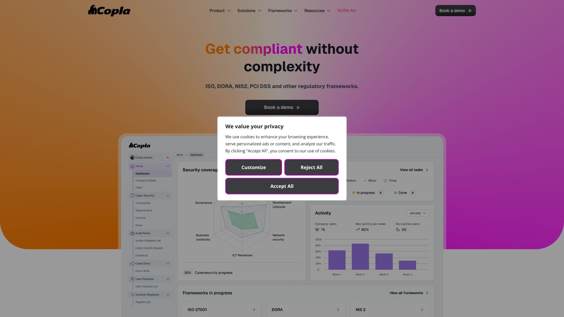 Capture d’écran de Copla Compliance Platform