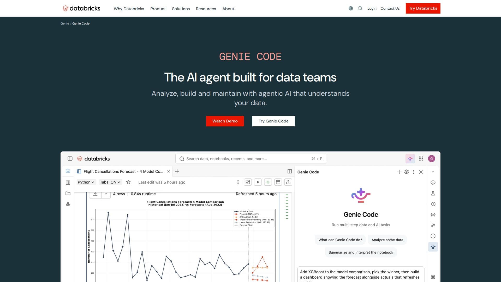 Databricks Genie Code screenshot