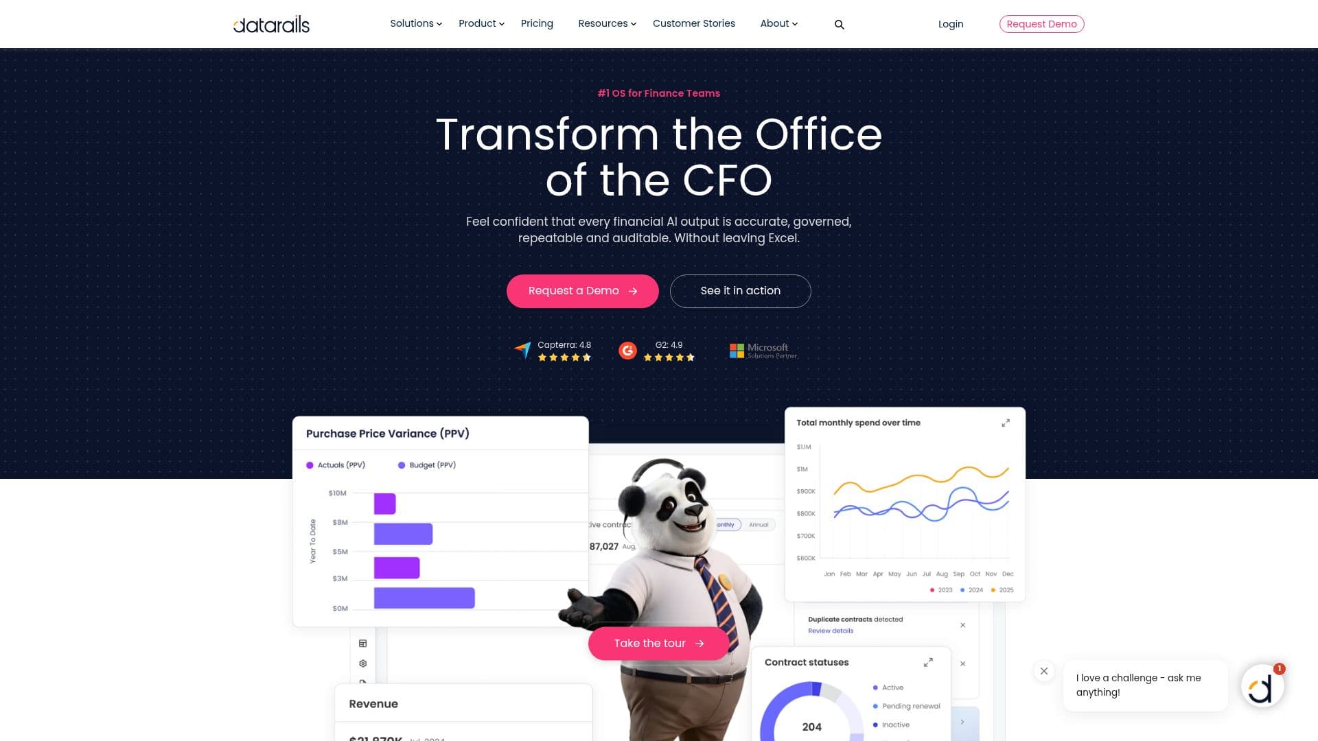 Capture d’écran de Datarails FinanceOS