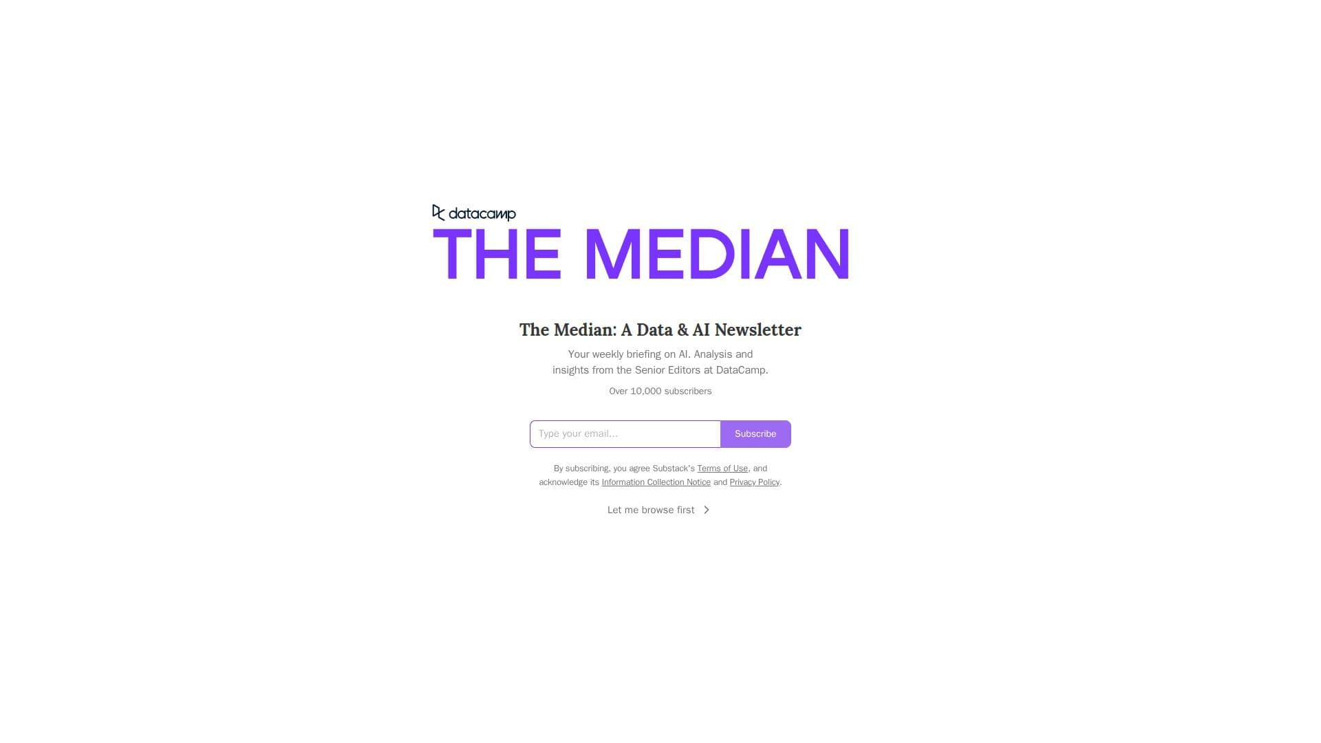 Capture d’écran de The Median : Une Newsletter sur les Données et l'IA