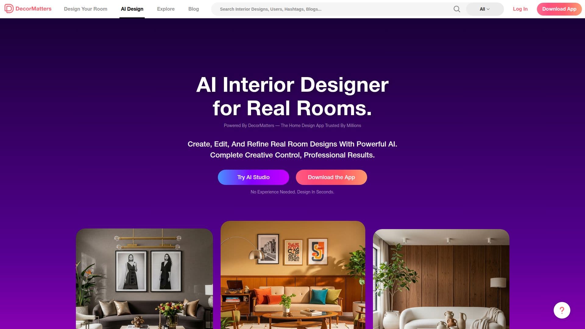Tangkapan layar Desainer Interior AI DecorMatters