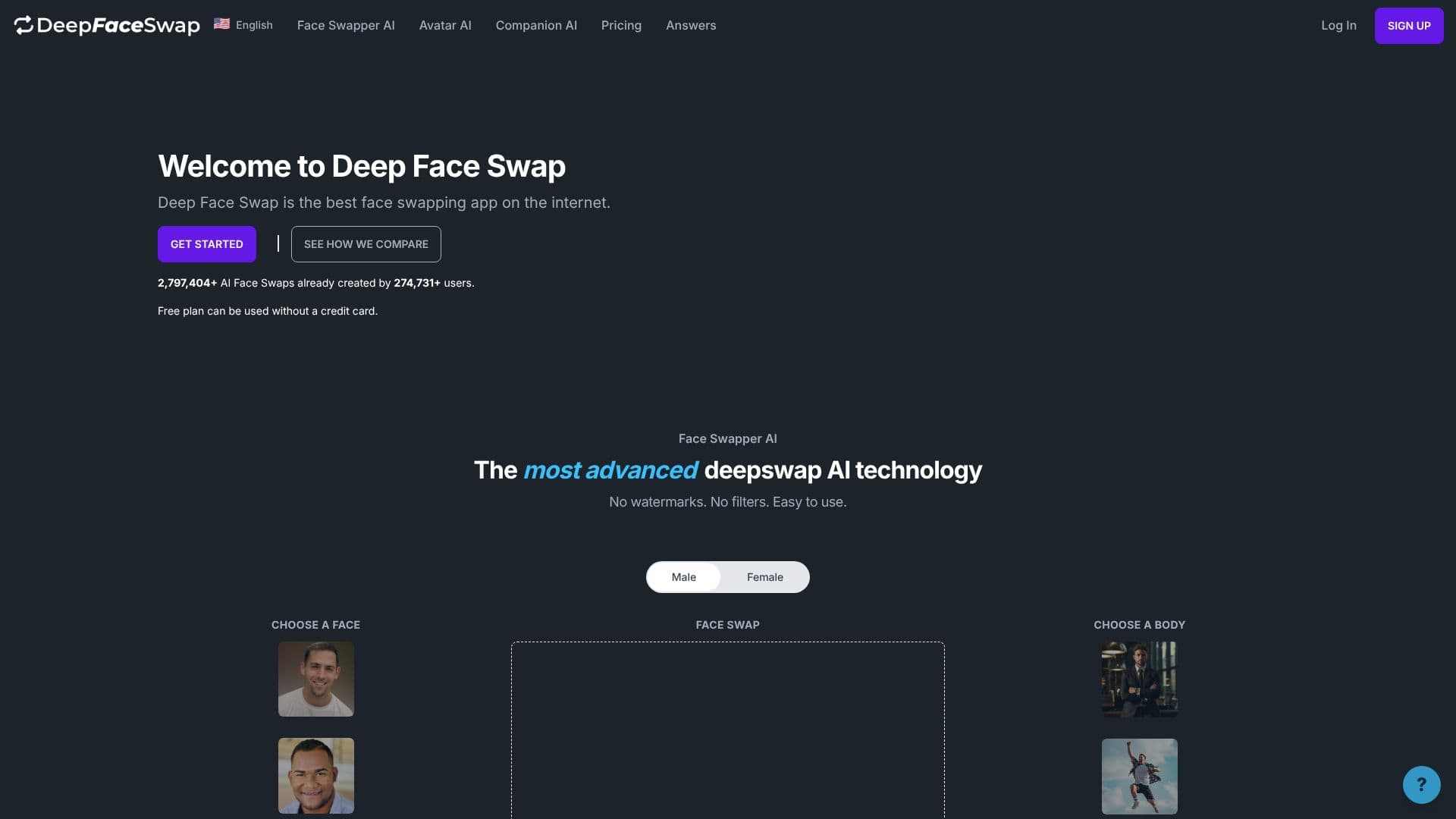 لقطة شاشة لـ DeepFaceSwap.AI