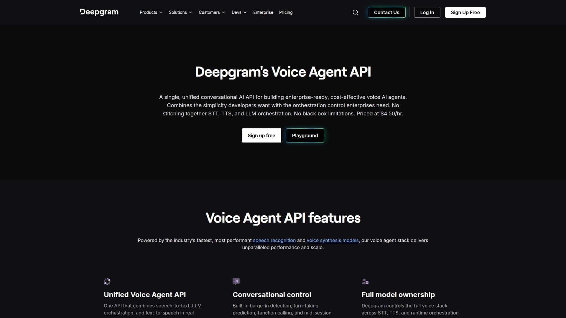 Deepgram 语音代理 API 截图