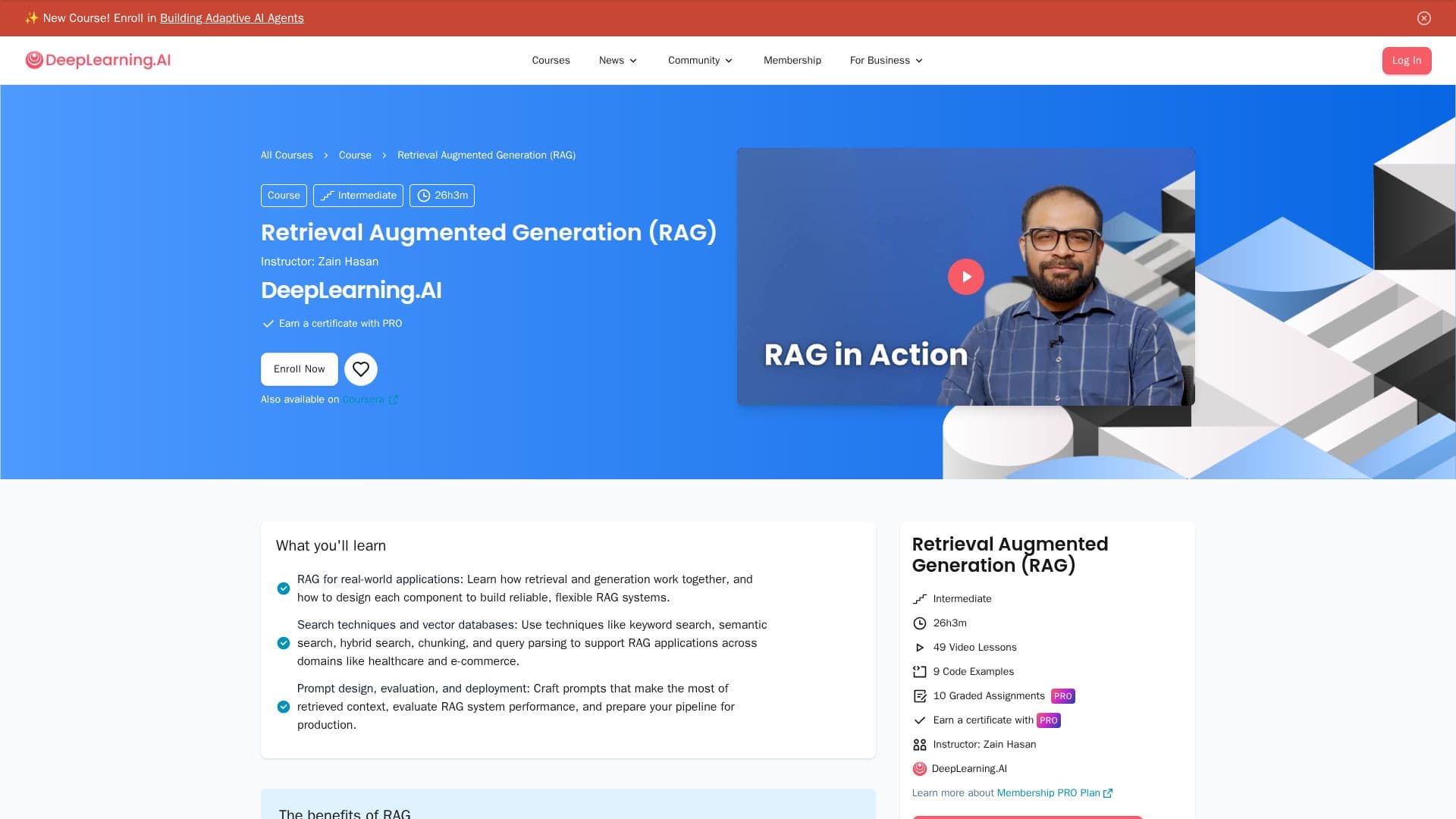 Tangkapan layar Kursus DeepLearning.AI Retrieval Augmented Generation
