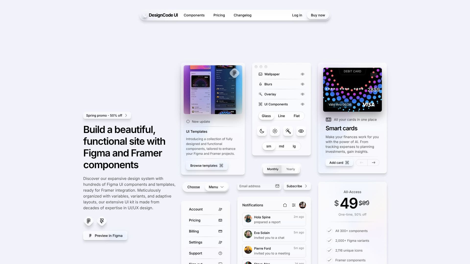 Screenshot von DesignCode UI Komponenten
