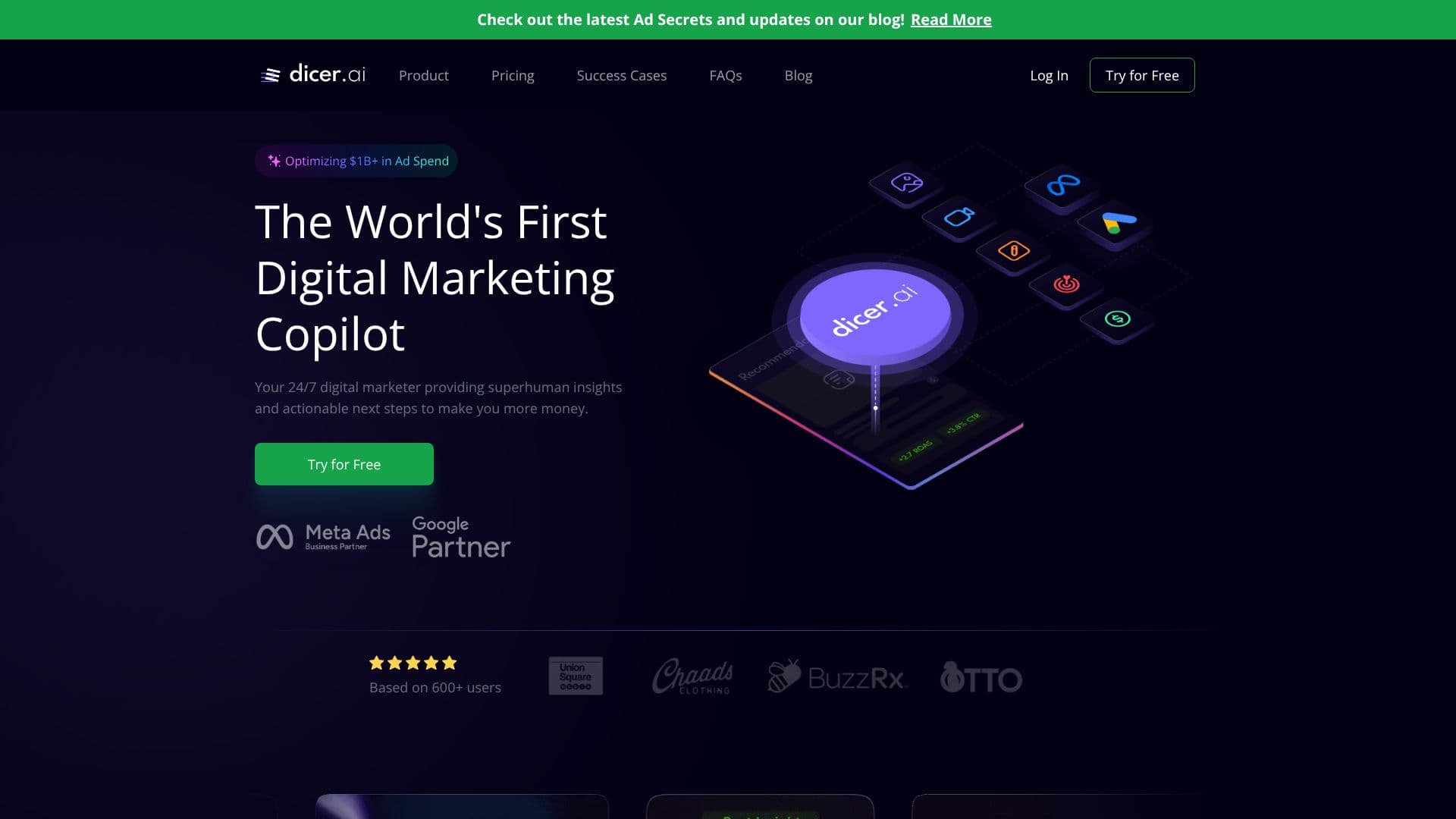 Screenshot von Dicer.ai | KI-Marketing-Einblicke