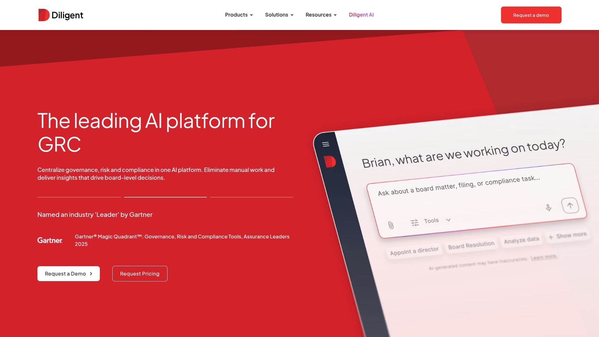 لقطة شاشة لـ برنامج ديلجنت لإدارة الحوكمة والمخاطر والامتثال