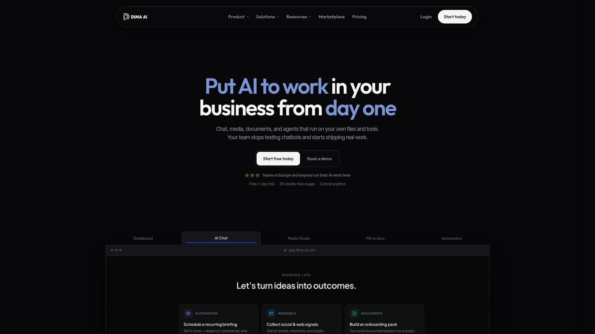 DIMA AI Platform screenshot