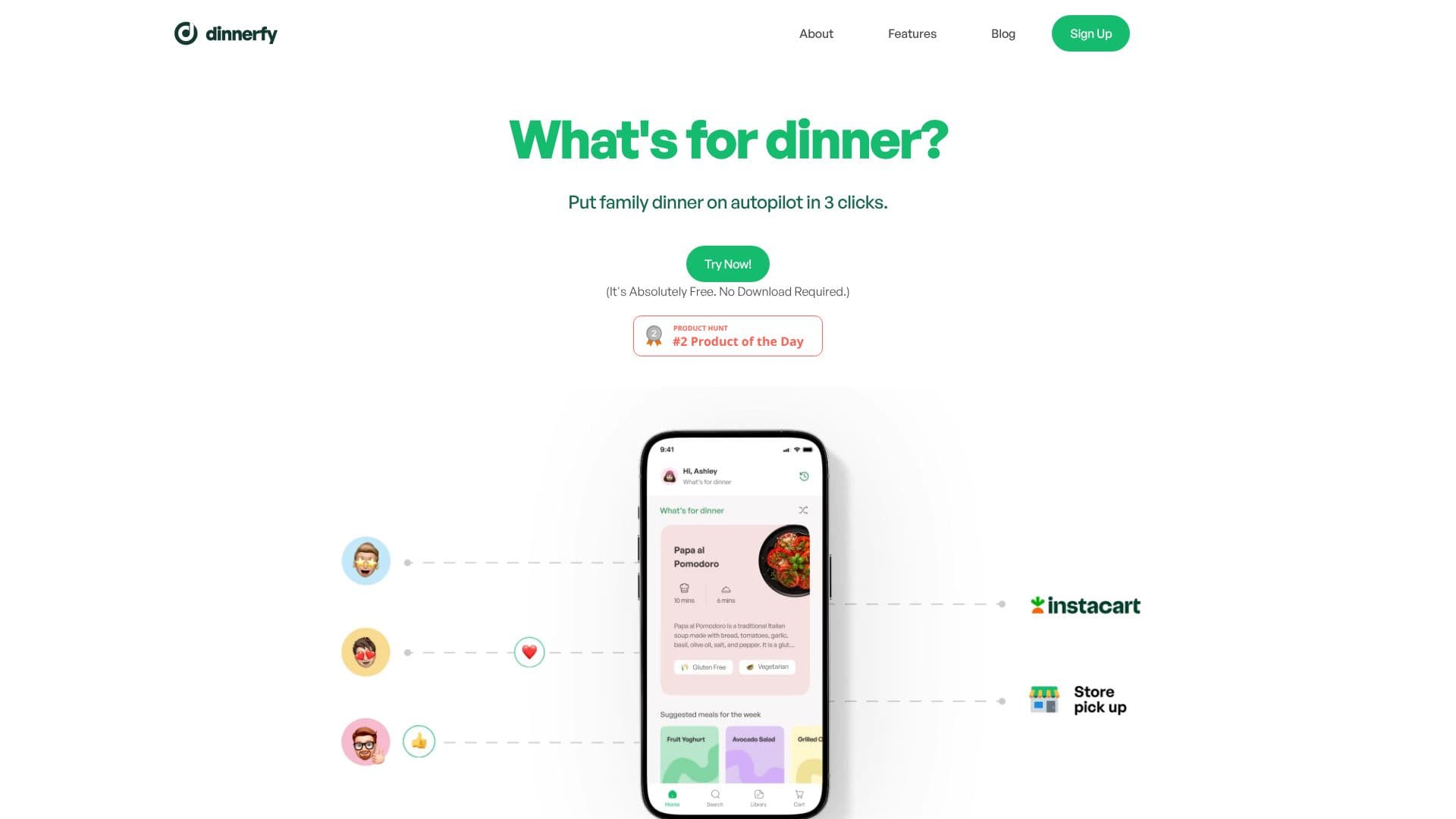 Captura de pantalla de Dinnerfy