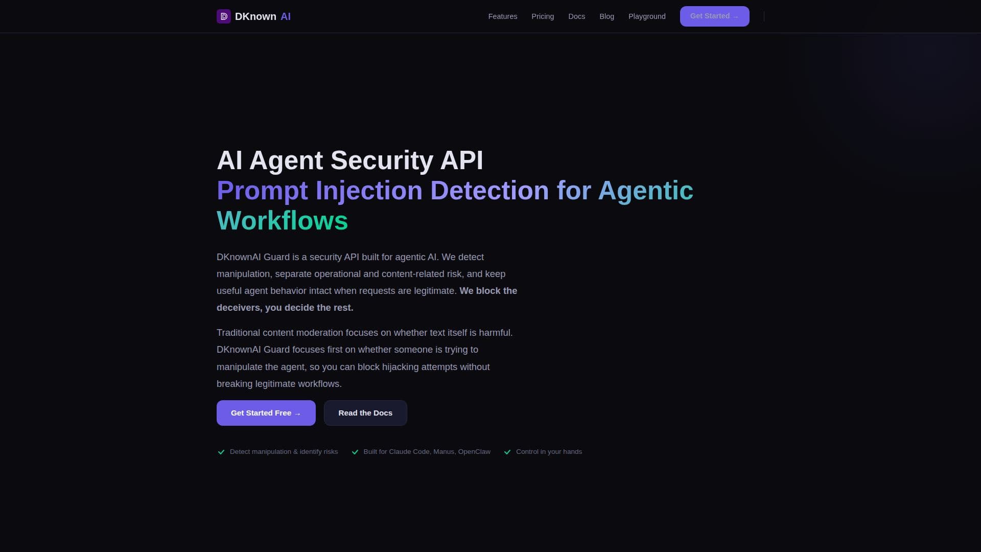 DKnownAI Security API screenshot