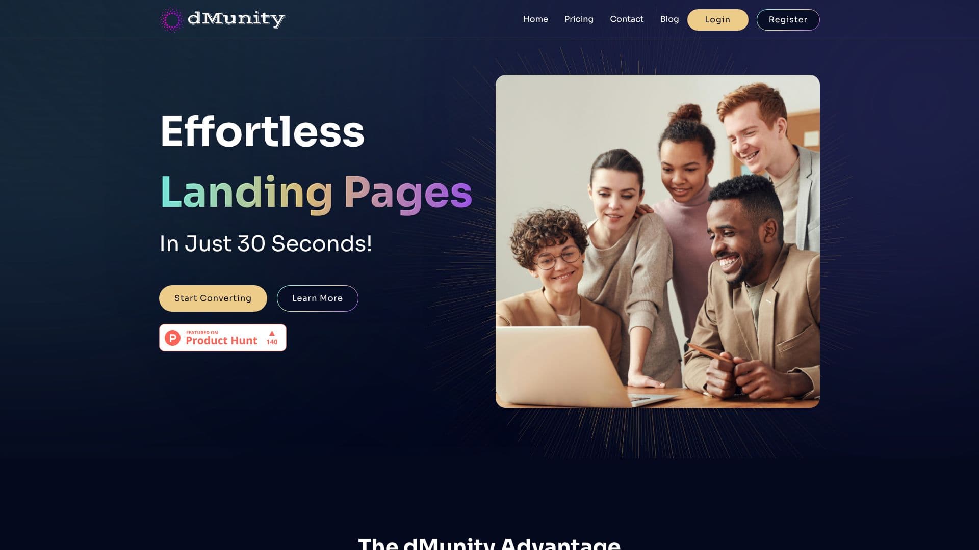 dMunity 랜딩 페이지 빌더 스크린샷