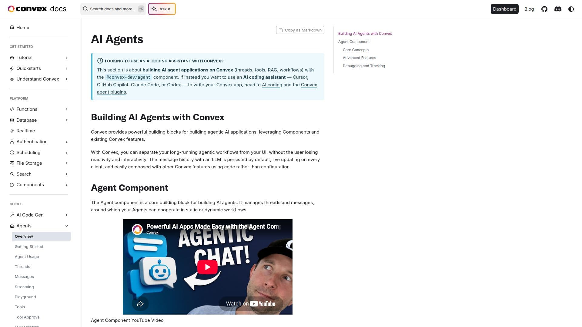 Скриншот Convex AI Agents