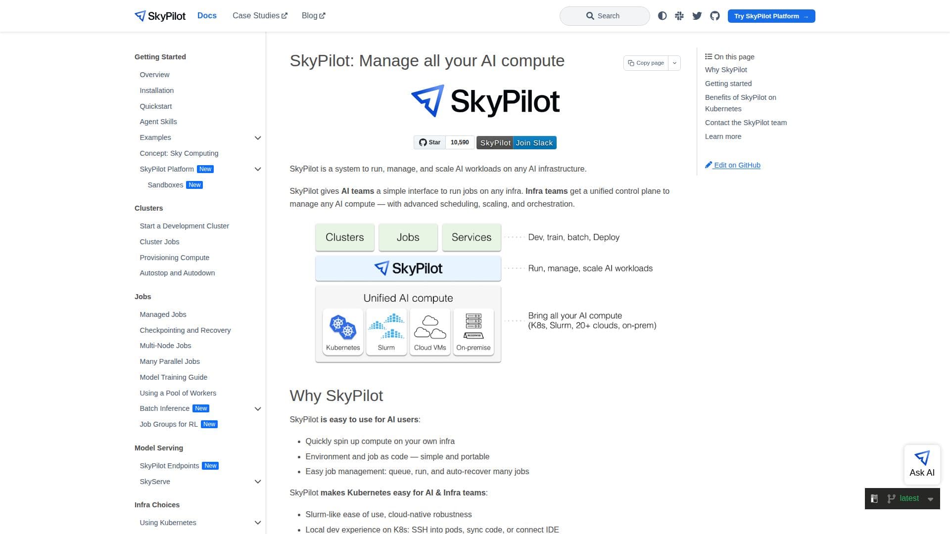 Plateforme de calcul AI SkyPilot screenshot