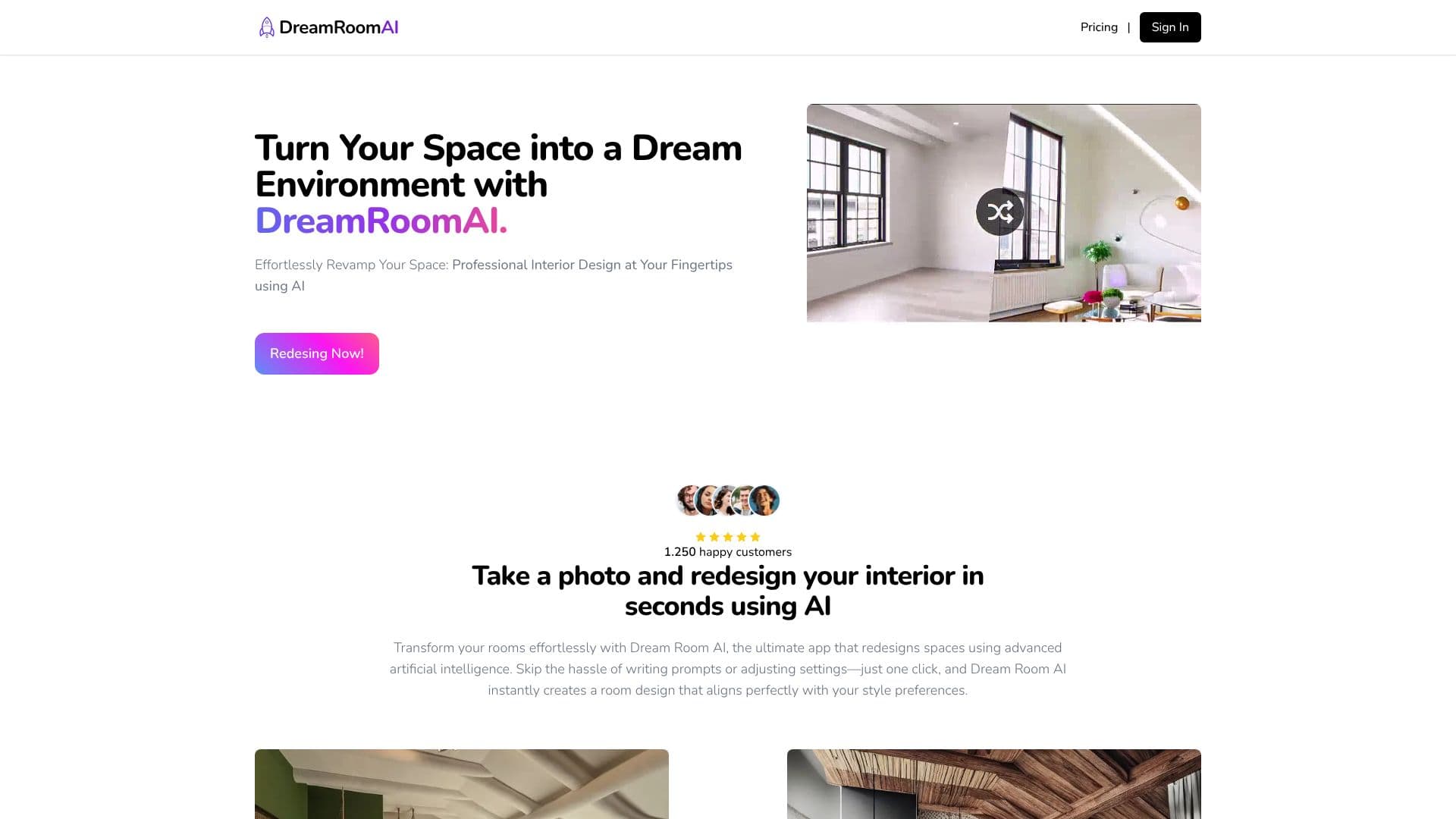 لقطة شاشة لـ DreamRoom AI