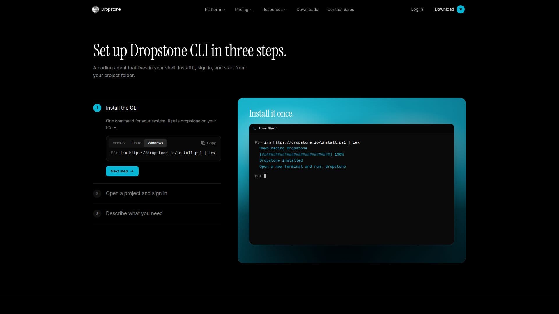 Dropstone CLI screenshot