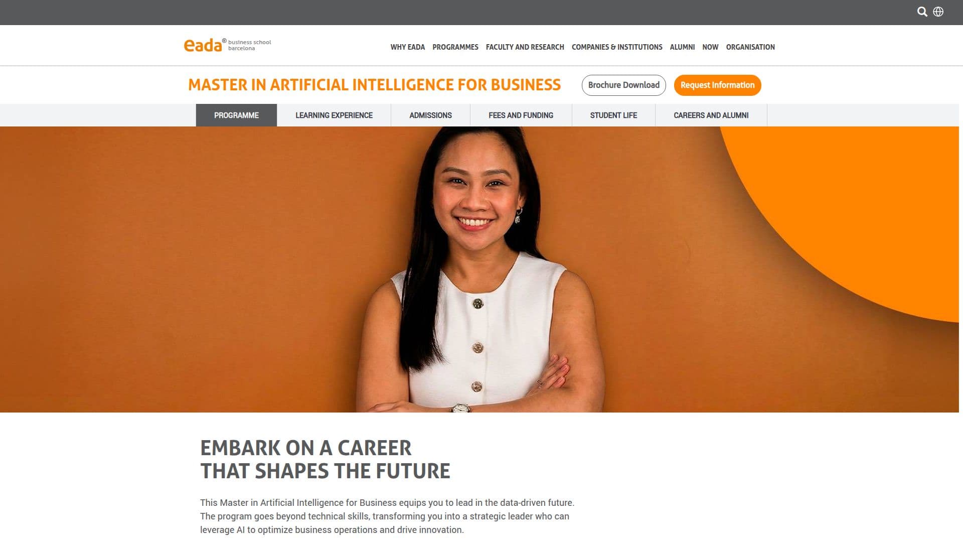 لقطة شاشة لـ EADA Master in Artificial Intelligence for Business