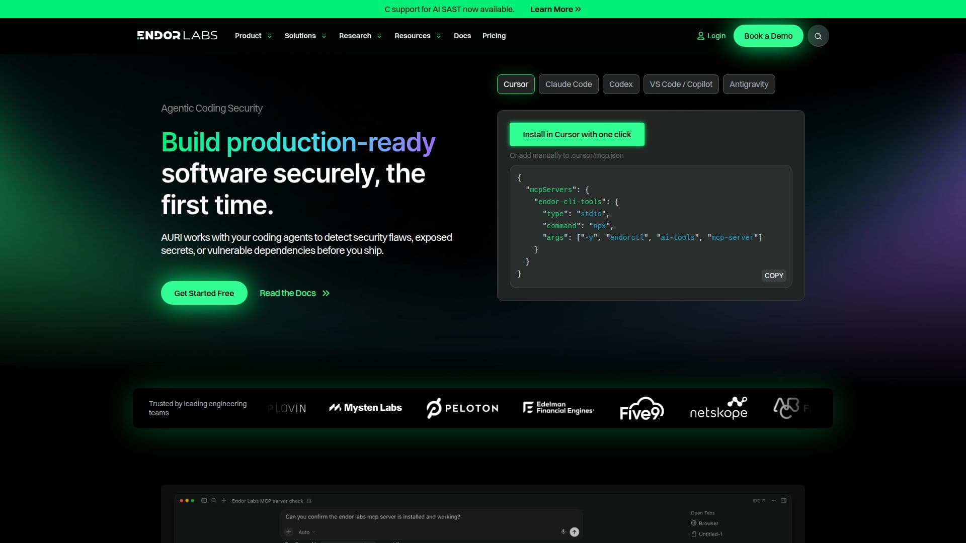 لقطة شاشة لـ Endor Labs