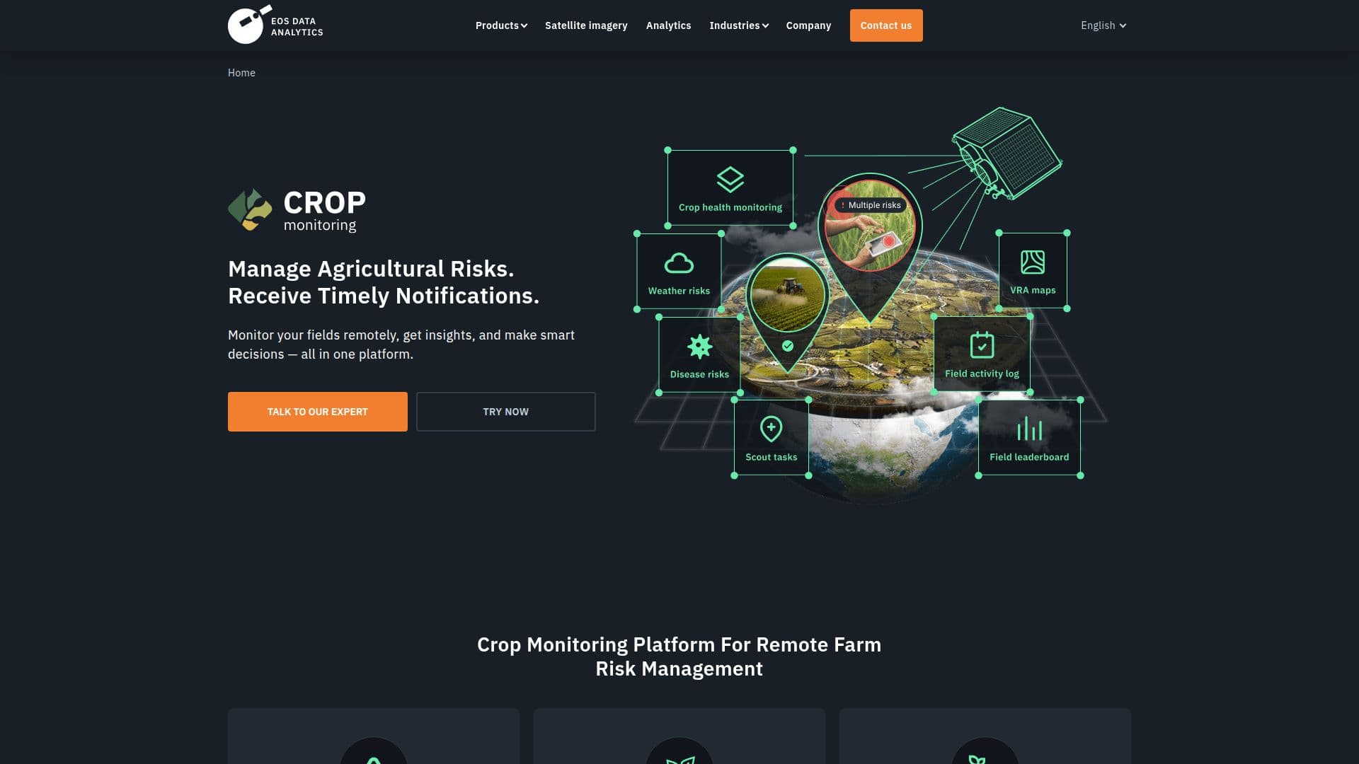 Screenshot von EOSDA Crop Monitoring