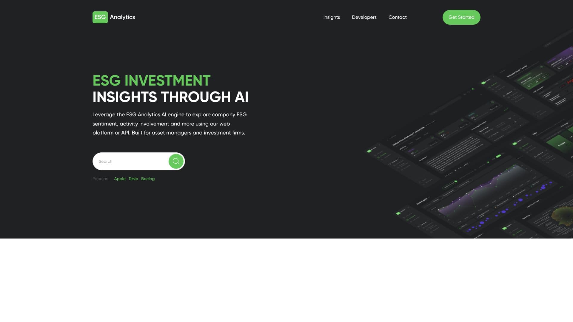 Screenshot von ESG Analytics