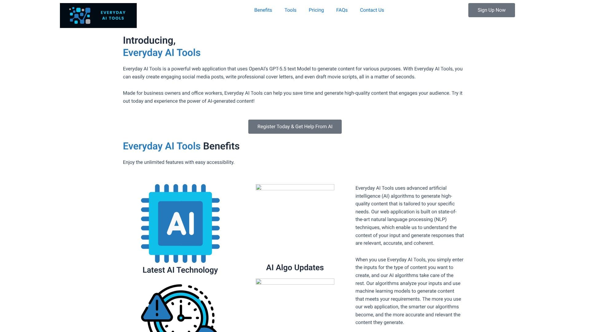 Screenshot von Everyday AI Tools