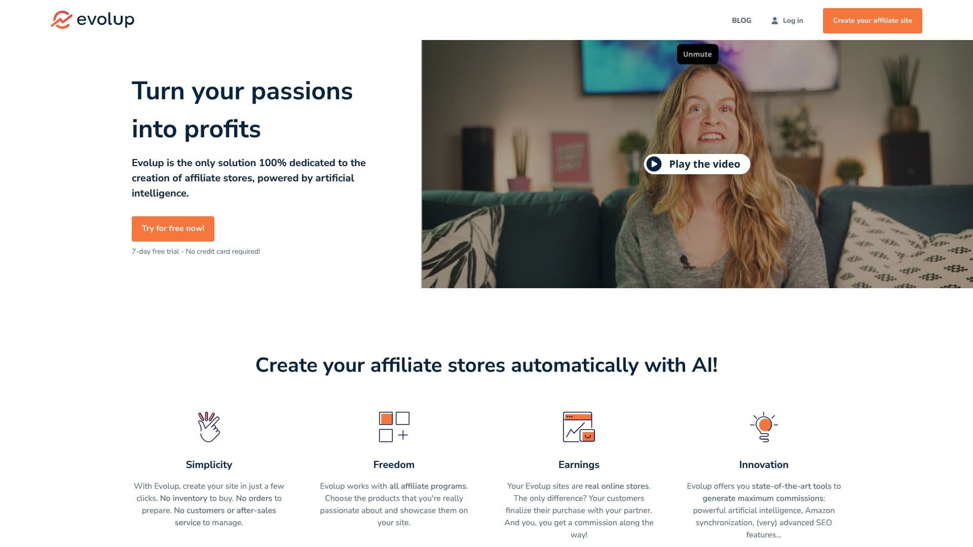 Evolup Affiliate Stores screenshot