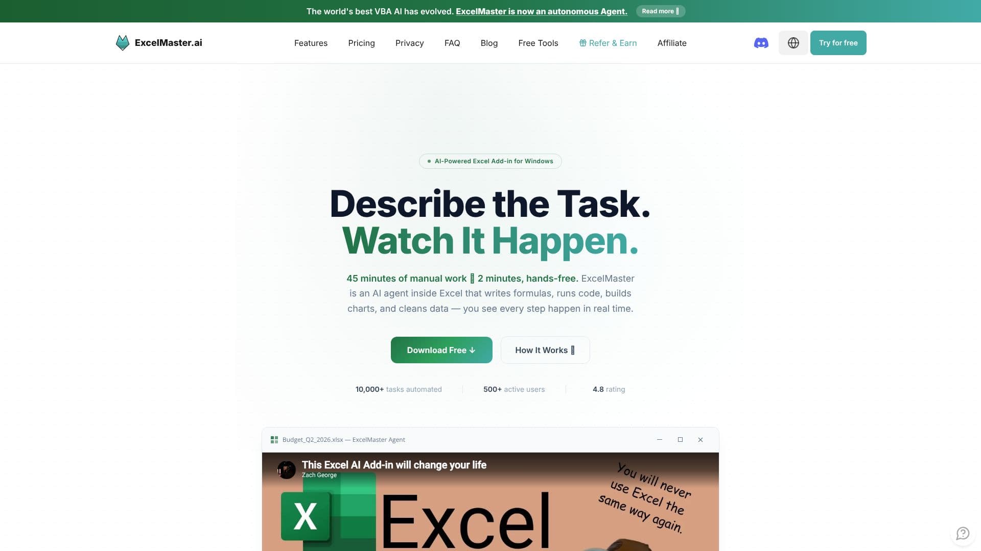 Excel AI Agent 스크린샷
