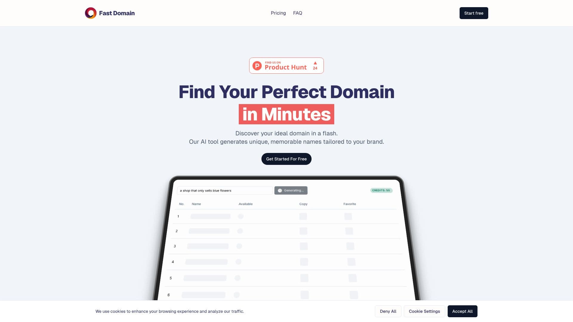 Fast Domain のスクリーンショット