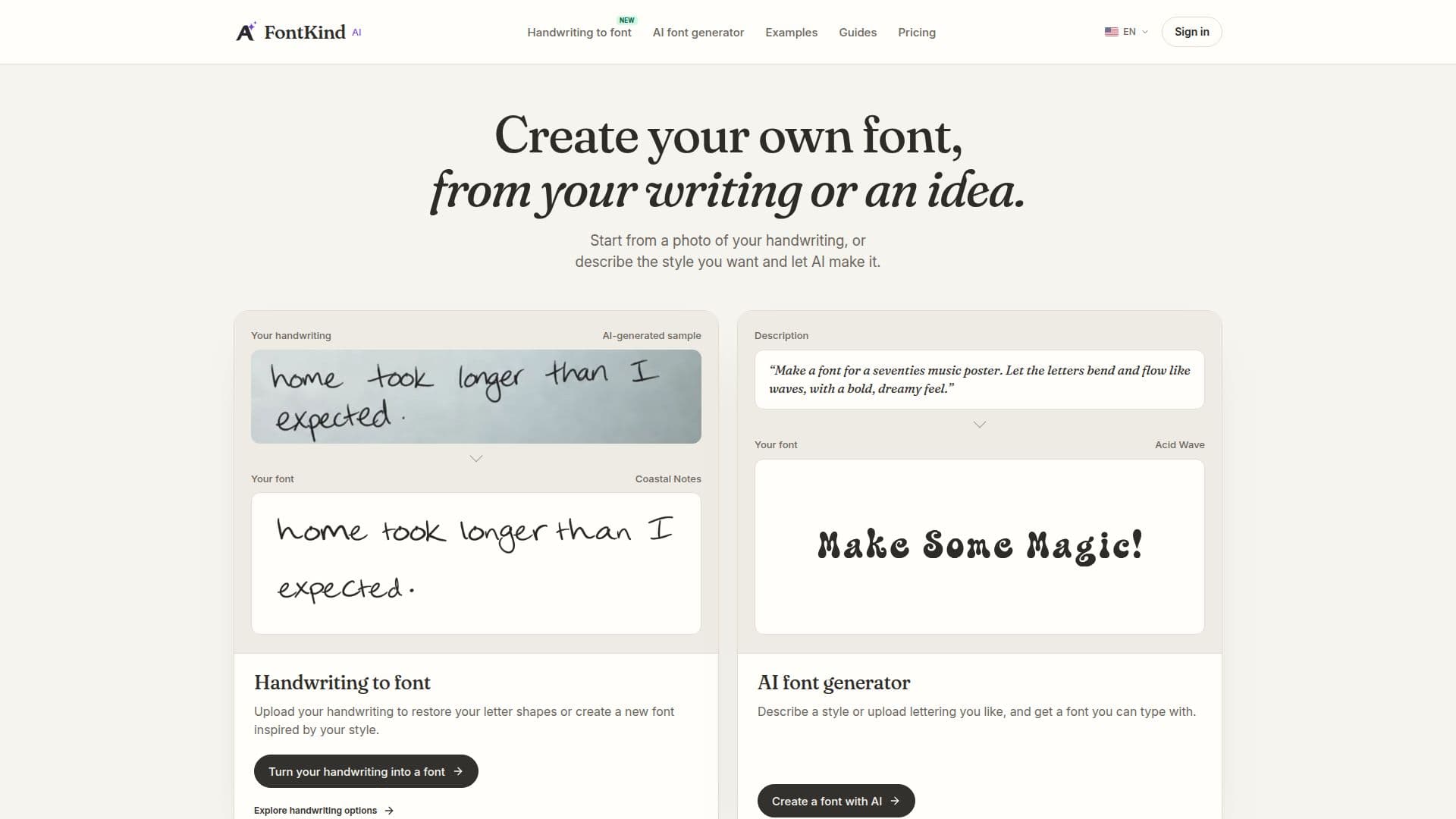 Tangkapan layar FontKind AI