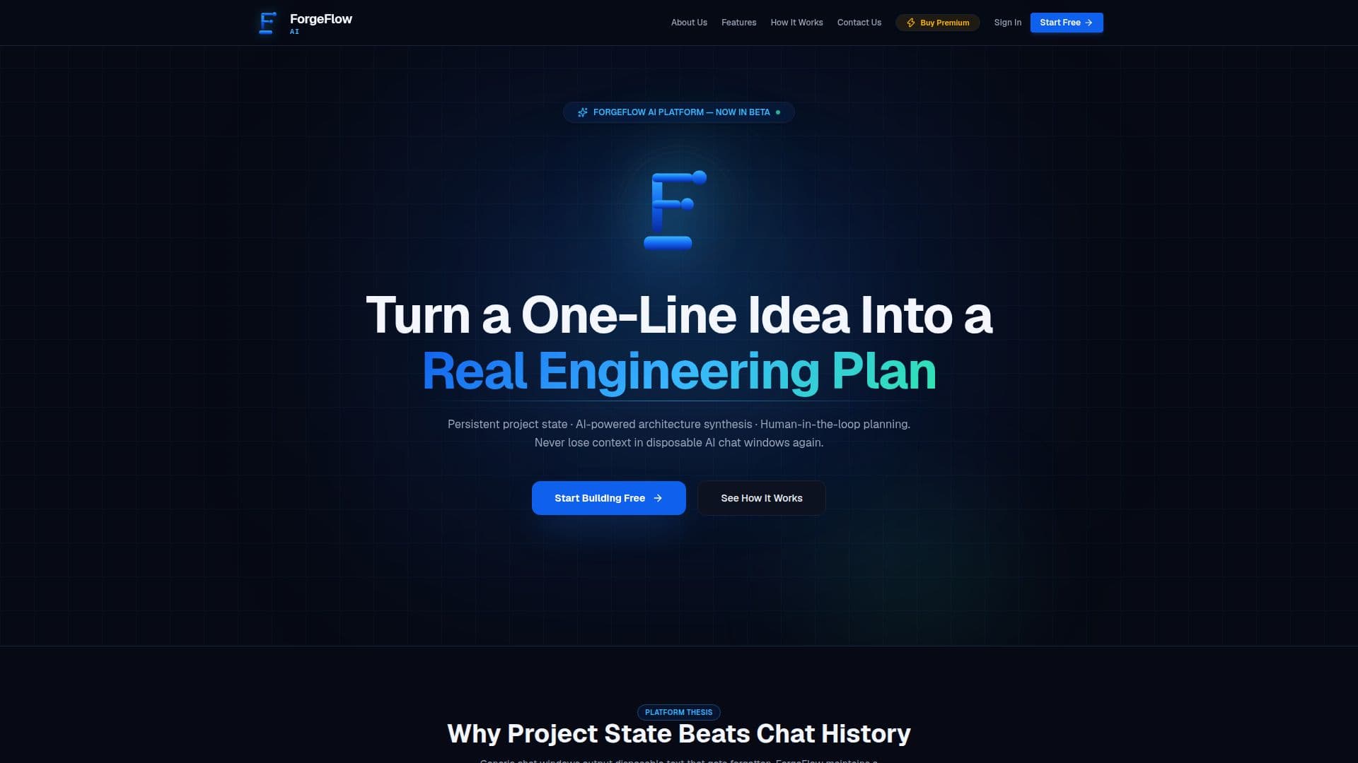 Скриншот ForgeFlow AI — План реализации идеи