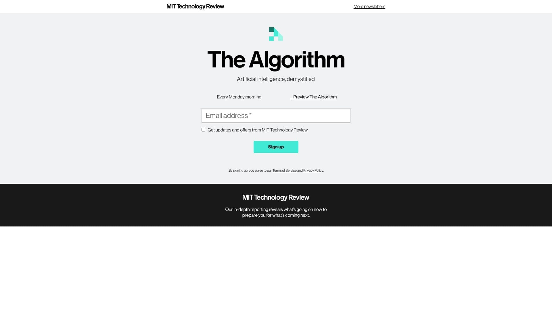 Tangkapan layar The Algorithm Newsletter