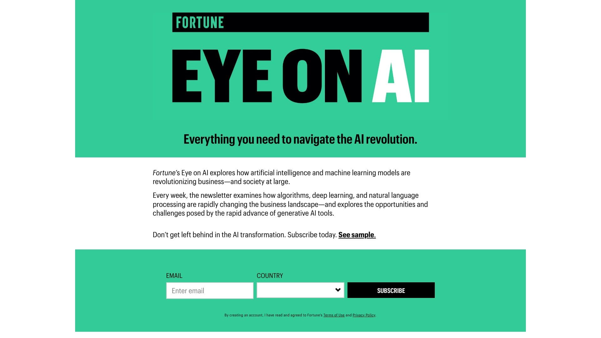 Capture d’écran de L'œil de Fortune sur l'IA : la Newsletter