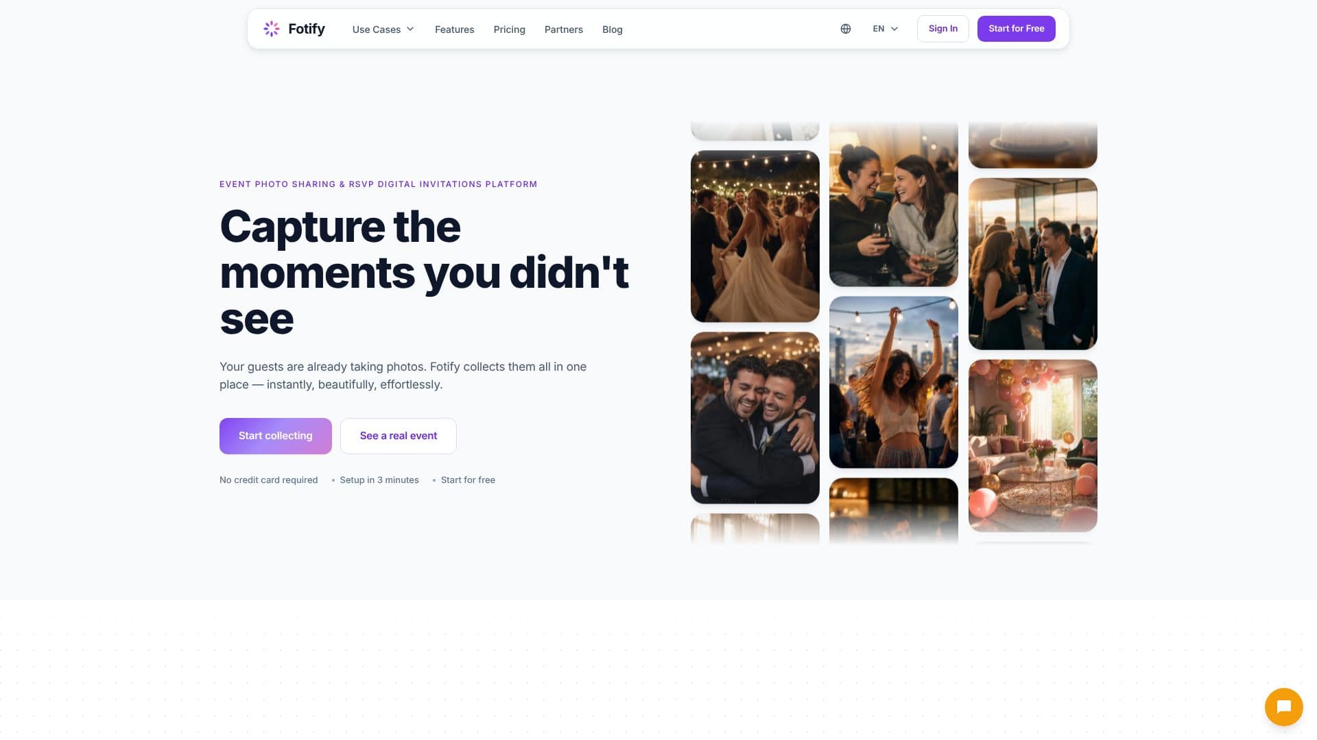 Captura de tela do Fotify – Compartilhamento de Fotos em Eventos ao Vivo