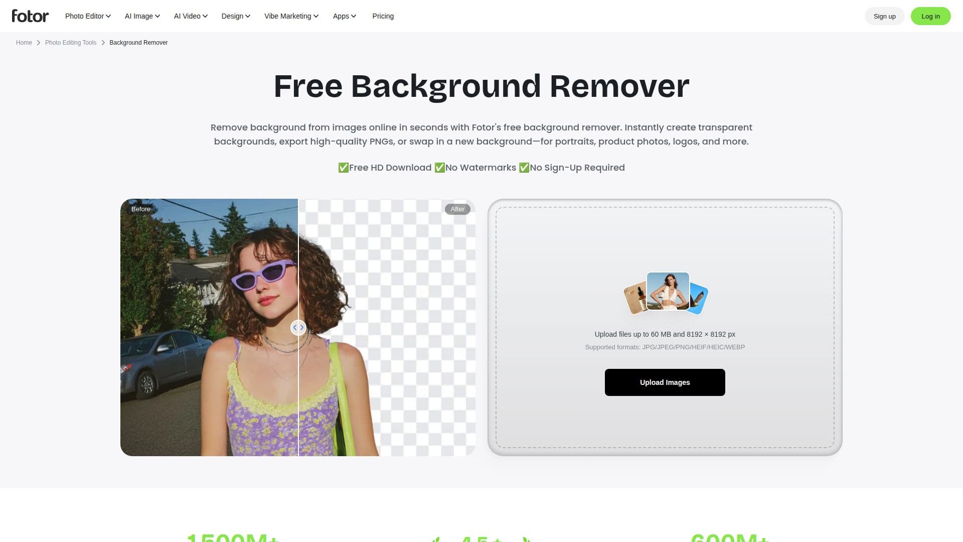 Capture d’écran de Fotor AI Background Remover