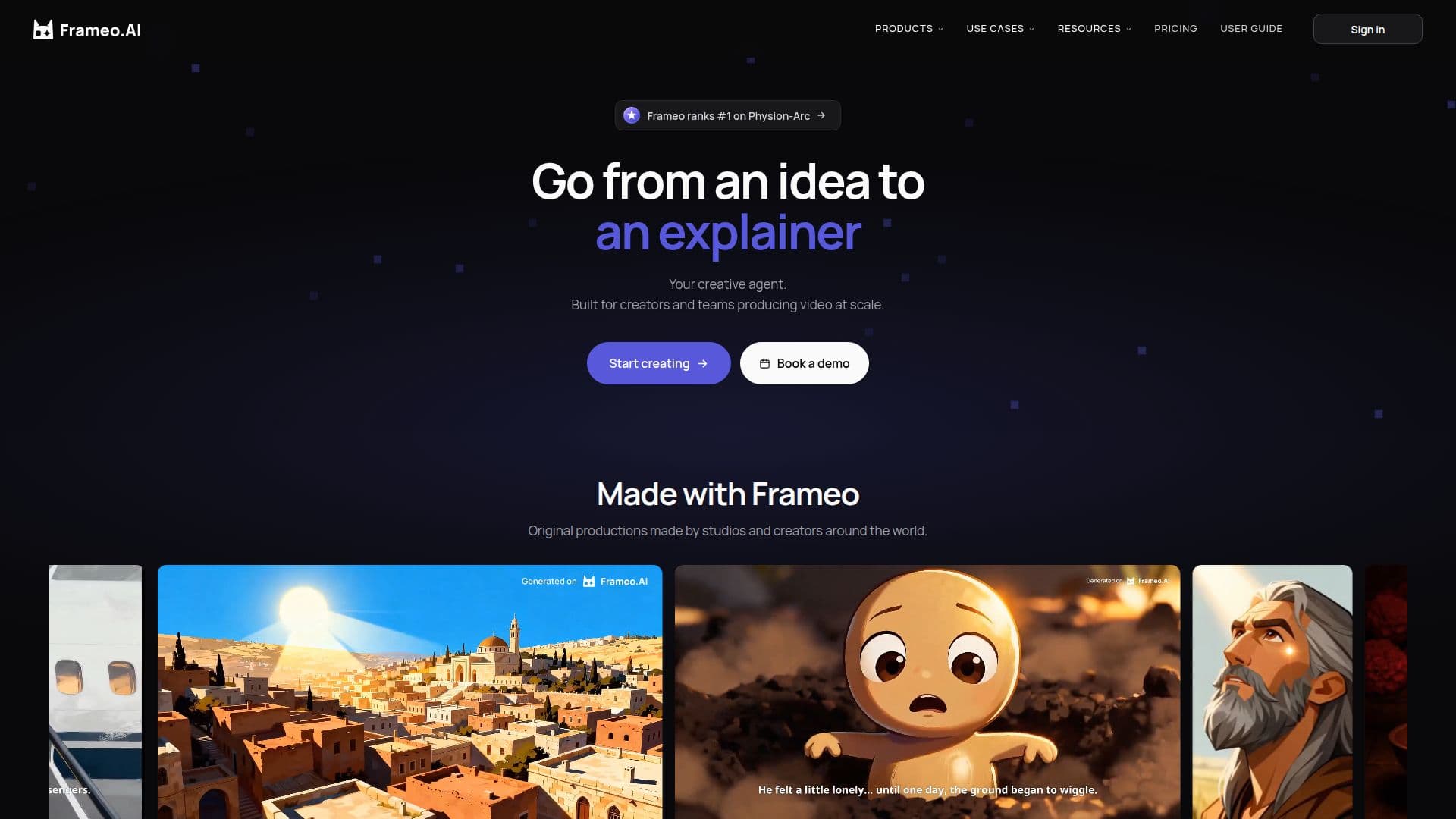 FrameOS AI Video Platform screenshot