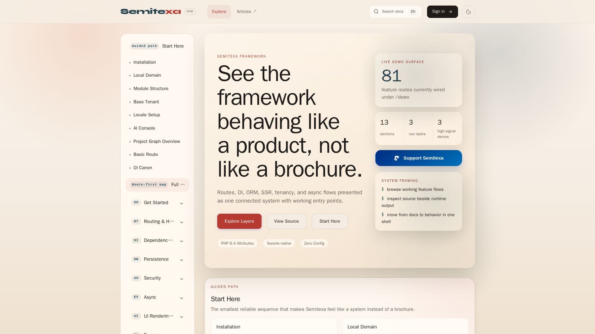 Semitexa Framework screenshot