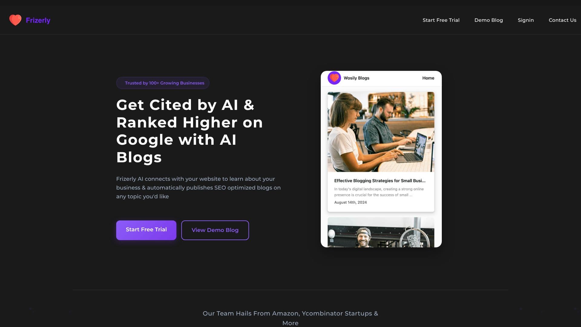 لقطة شاشة لـ مدونات Frizerly AI