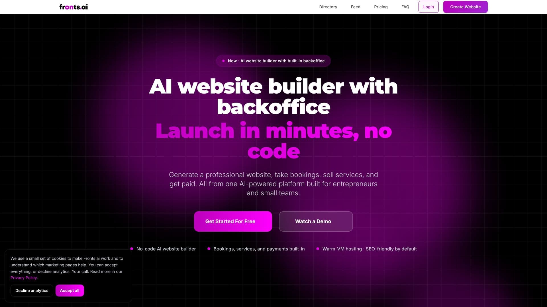 Tangkapan layar Fronts.AI Website Builder